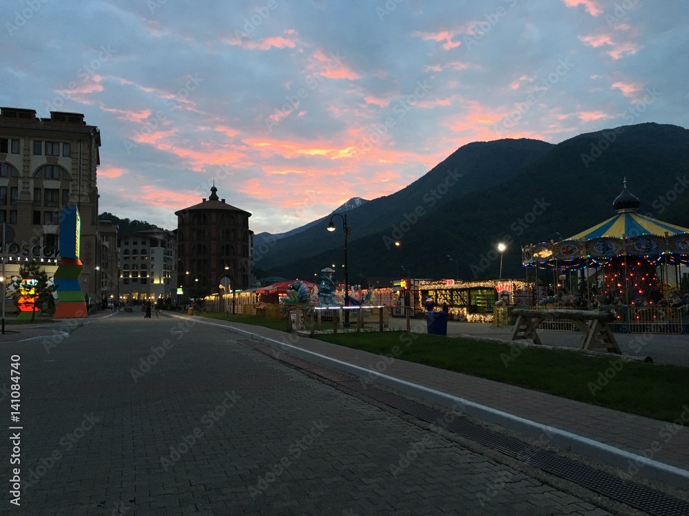 Fototapeta premium Sunset in the town