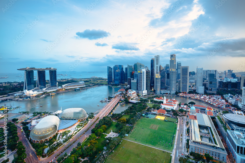 Aerial view Singapore skyline