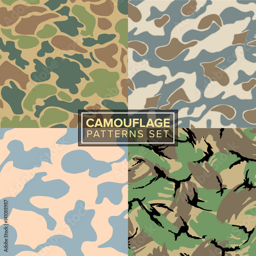 camouflage pattern set. four different textures