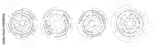 set of hud elements futuristic circle design isolated