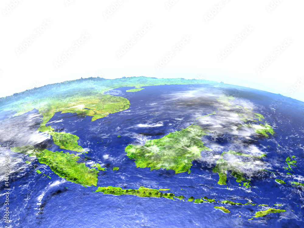 Indonesia on realistic model of Earth
