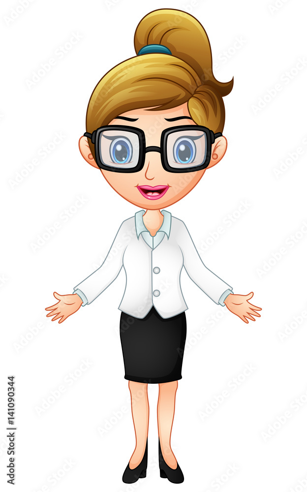 Businesswoman cartoon waving both hands 