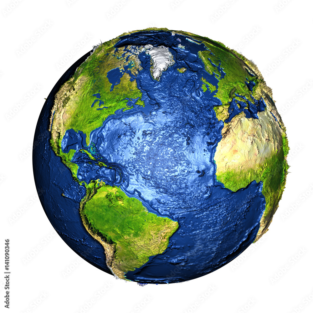 Fototapeta premium Northern Hemisphere on Earth isolated on white