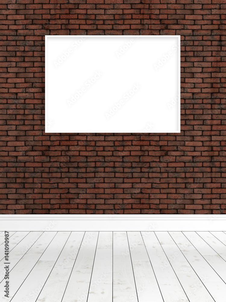 Fototapeta premium Modern bright interior with empty frame . 3D rendering