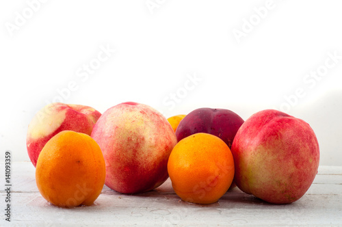 Peaches on wood table