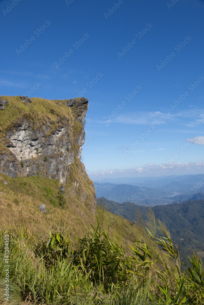 mountain with blue sky at Phu Chee Pha in chiangrai province Thailand (southeast asia)