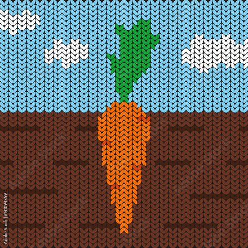 Illustration of carrots in knitted styling