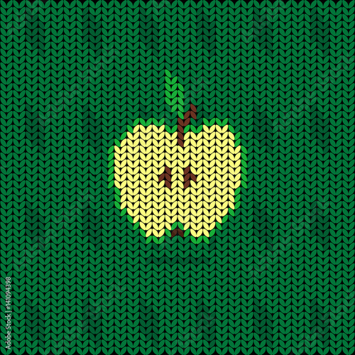 Green apple in knitted style