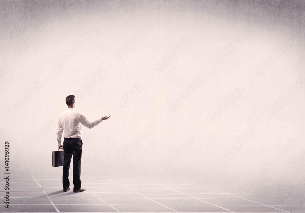 Business person standing in empty space Business person standing in empty space