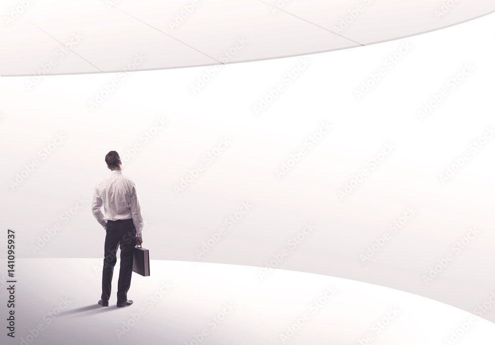 Salesman standing with his back concept Salesman standing with his back concept