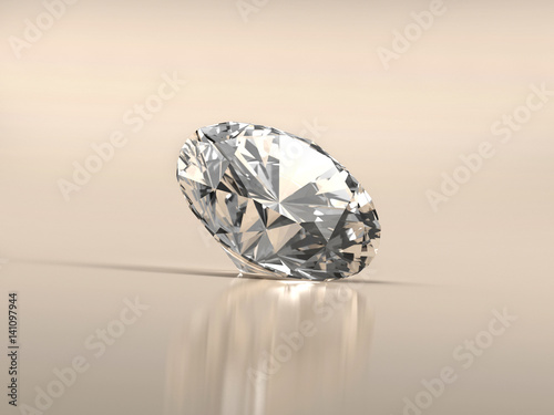 Shiny facet diamond placed on gradient background  3d rendering
