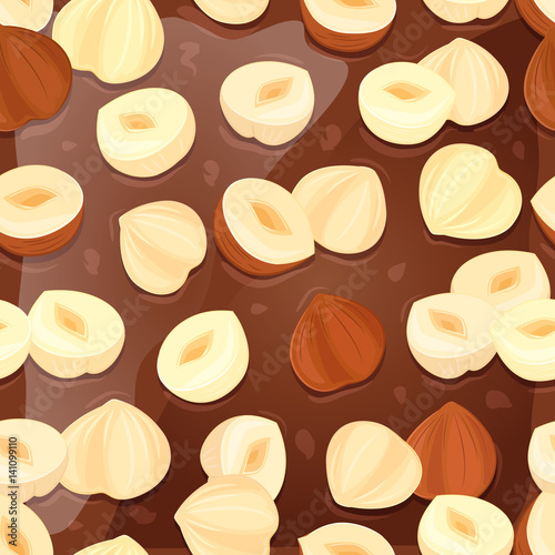 seamless texture of chocolate with filberts for your design