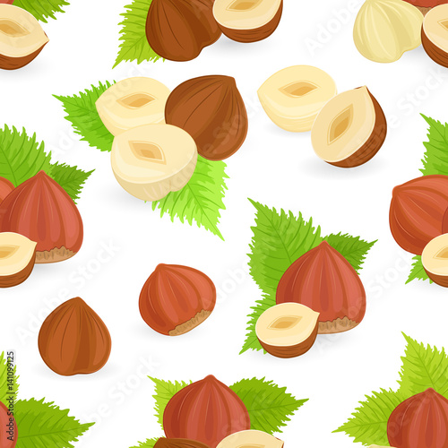 seamless texture with organic nuts and leaves for your design