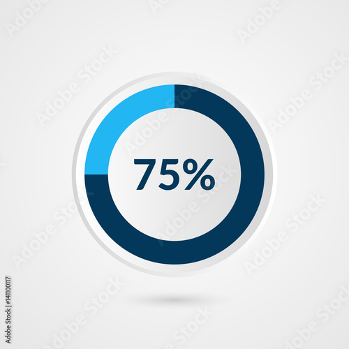 75 percent blue grey and white pie chart. Percentage vector infographics. Circle diagram business illustration