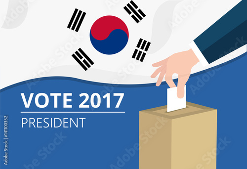 South Korea democracy political process selecting president or parliament member with election and referendum freedom to vote vector illustration