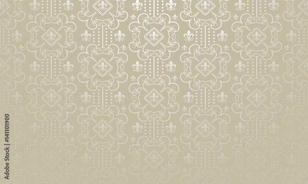 Silver wallpaper. Classic vintage background. Vector image