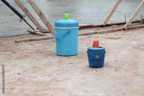 Flask water of worker in construction site
