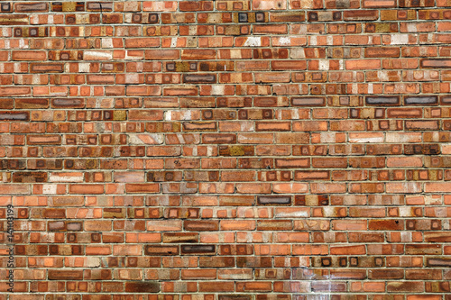 Brick wall in different red shades
