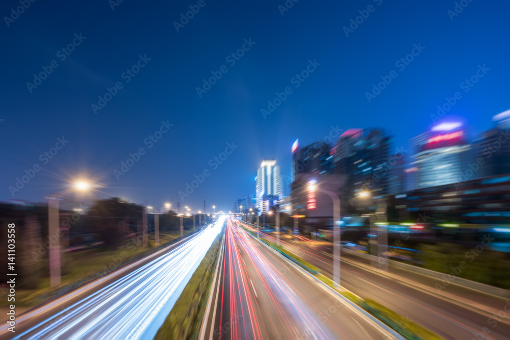 urban traffic with cityscape in Shanghai,China.