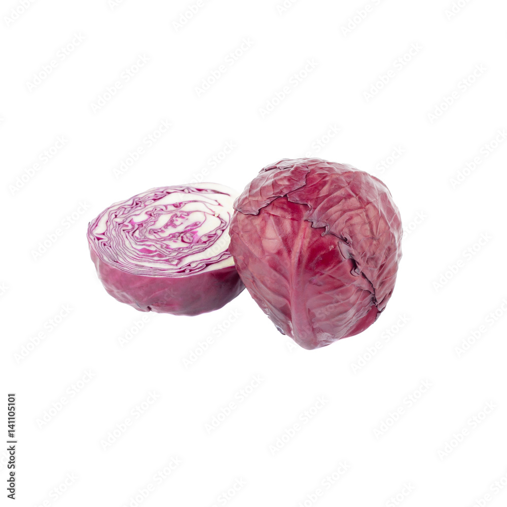 Head of violet cabbages isolated on white Head of violet cabbages isolated on white