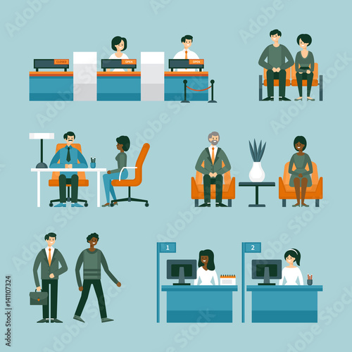 Banking and consulting service concept with character design. Vector illustration