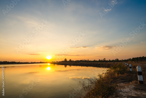 sunset on the lake landscape