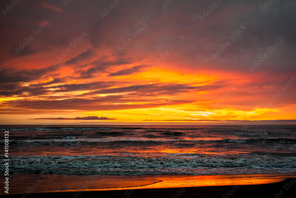 Colorful sunset in the Black Sea, Poti, Georgia