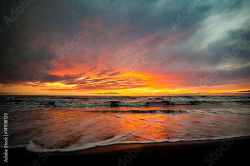 Colorful sunset in the Black Sea  Poti  Georgia