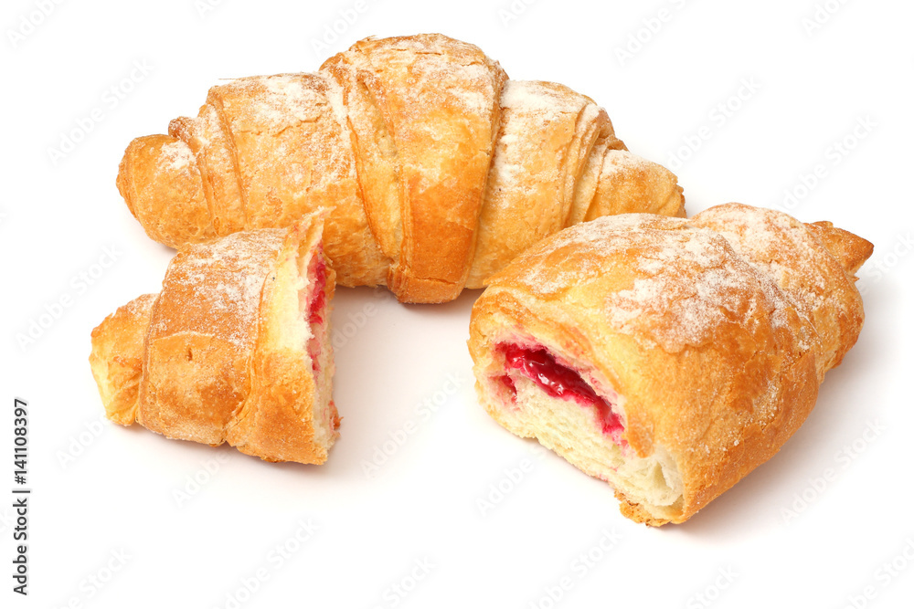 fresh croissant isolated on white background fresh croissant isolated on white background