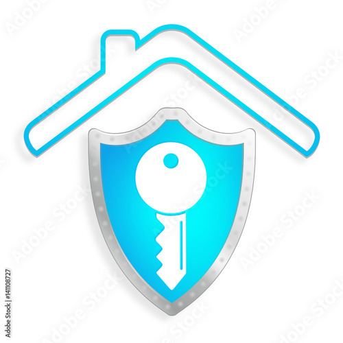 sécurité maison clef sur bouclier bleu