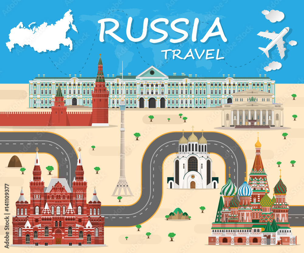 Russia Landmark Global Travel And Journey Infographic background. Vector Design Template.used for your advertisement, book, banner, template, travel business Landmarks or presentation.