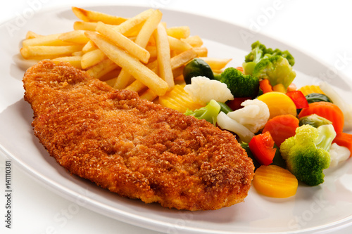 Fried pork chop with french fries