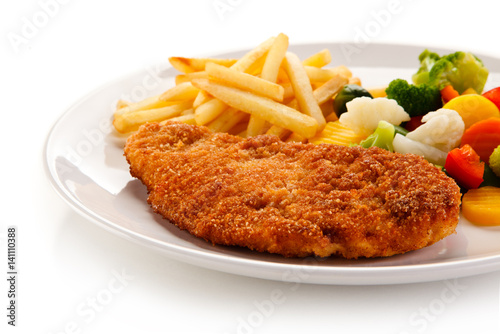 Fried pork chop with french fries