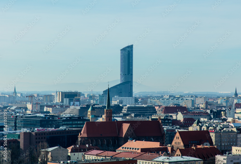 WROCLAW, POLAND - MARCH 04, 2017: photo of wonderful view of beautiful Wroclaw on the clear sky background