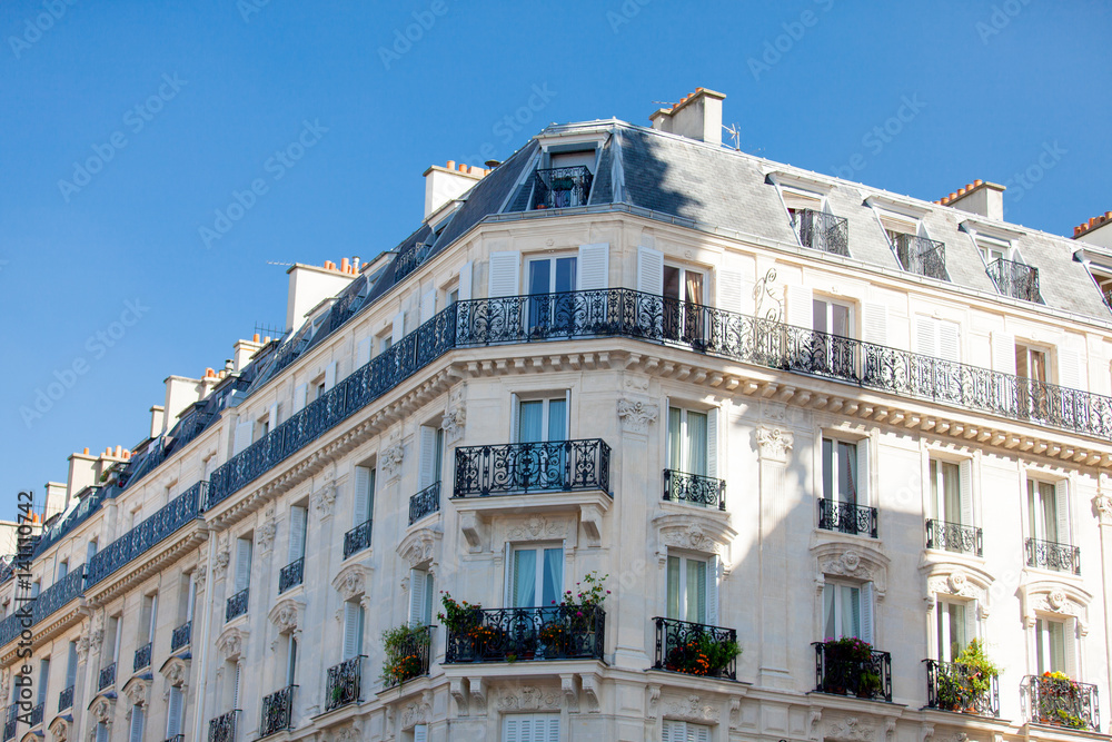 PARIS, FRANCE - September 24, 2013: beautiful view on wonderful top of building on sky background
