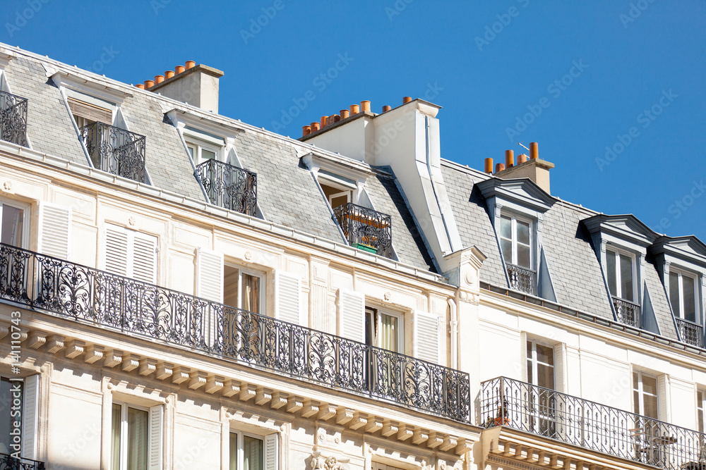 Obraz premium PARIS, FRANCE - September 24, 2013: beautiful view on wonderful top of building on sky background