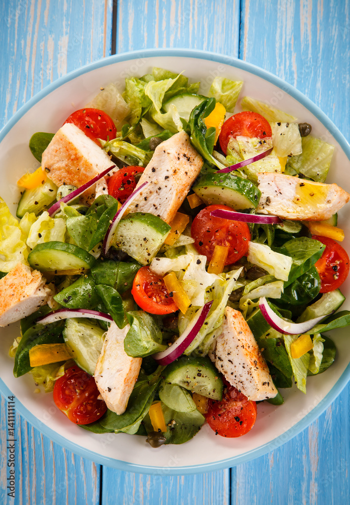 Greek salad with grilled chicken Greek salad with grilled chicken