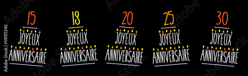 Gâteau "Joyeux anniversaire" / 15, 18, 20, 25 et 30 ans