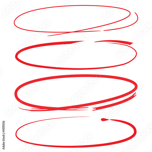 red hand drawn circle highlighter set