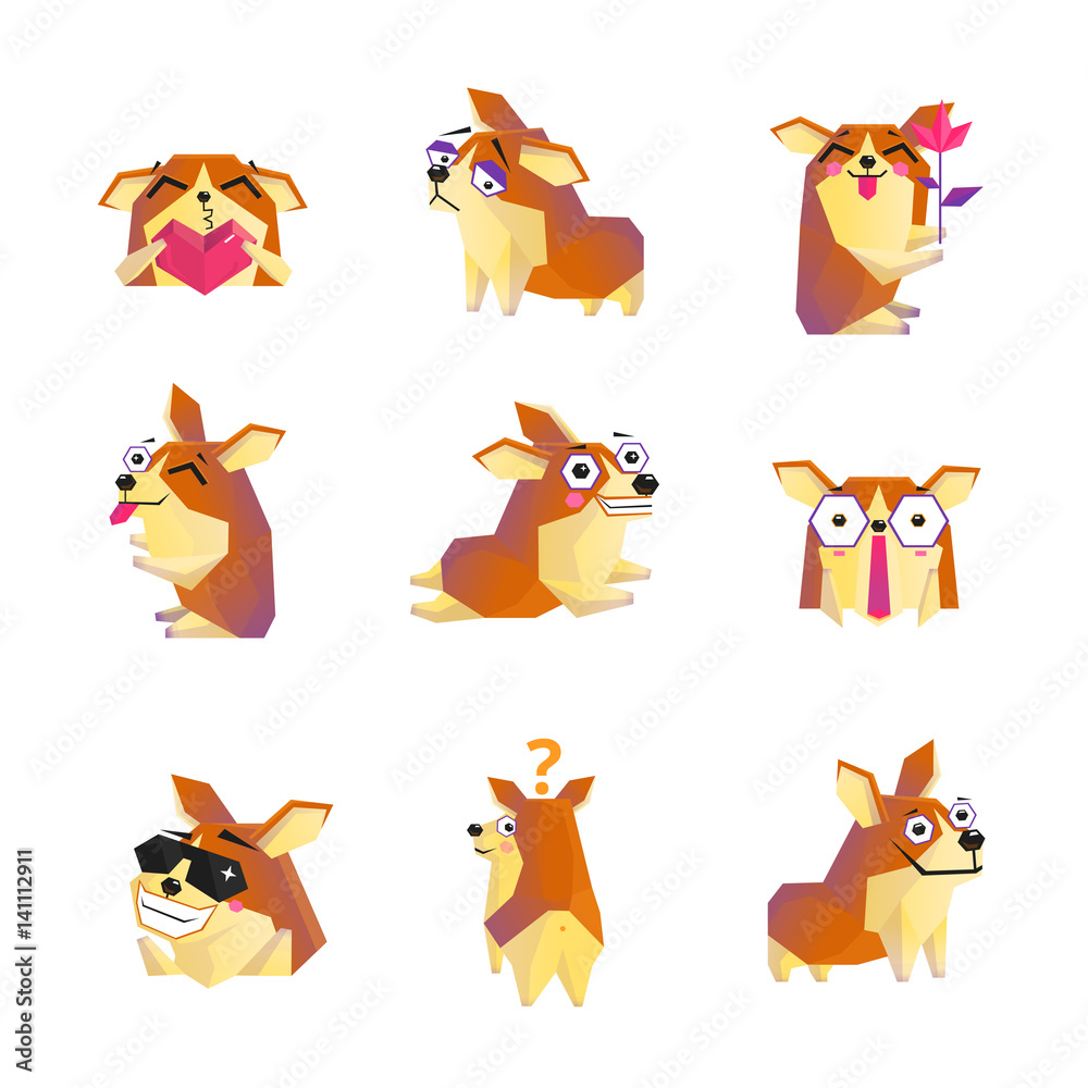  Corgi Dog Cartoon Character Icons Collection