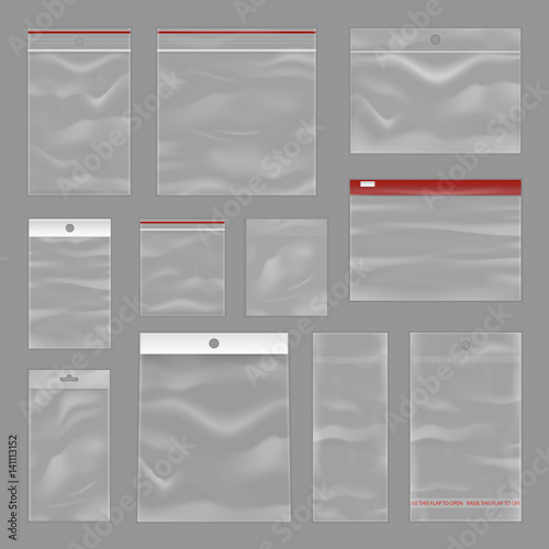 ClearTransparent Zip Bags Realistic Set