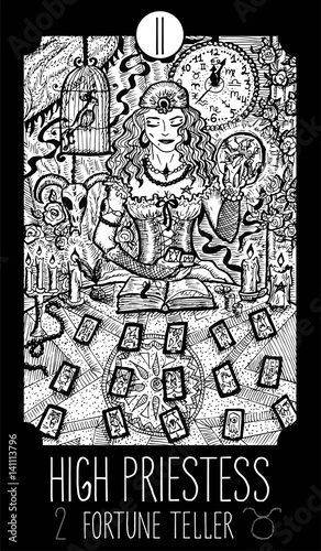High Priestess. Tarot card Major Arcana.See all collection in my portfolio