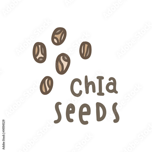 Chia seeds superfood. Vector hand drawn illustration