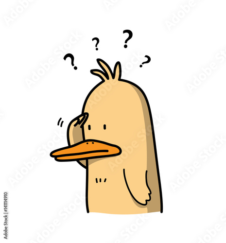 Curious Duck Cartoon, a hand drawn vector cartoon illustration filled with curiosity.