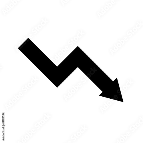 Schwarzes einfaches Symbol -  Verlust - Negativ - Pfeil nach unten
