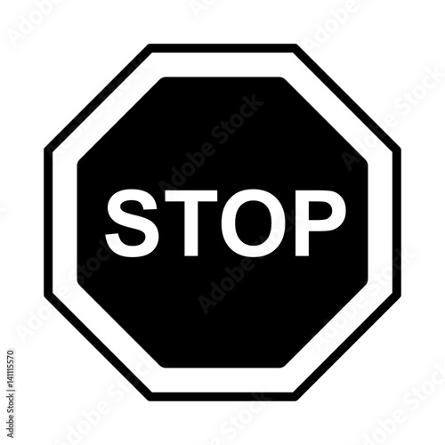 Schwarzes einfaches Symbol -  Stop Schild