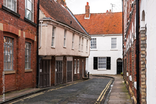 On a deserted street of the old city of York, UK