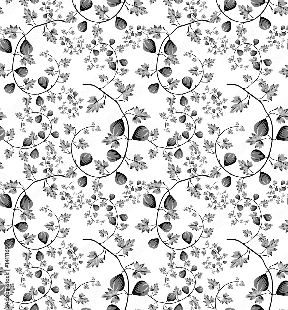 seamless black and silver floral Wallpaper Stock Vector Adobe Stock