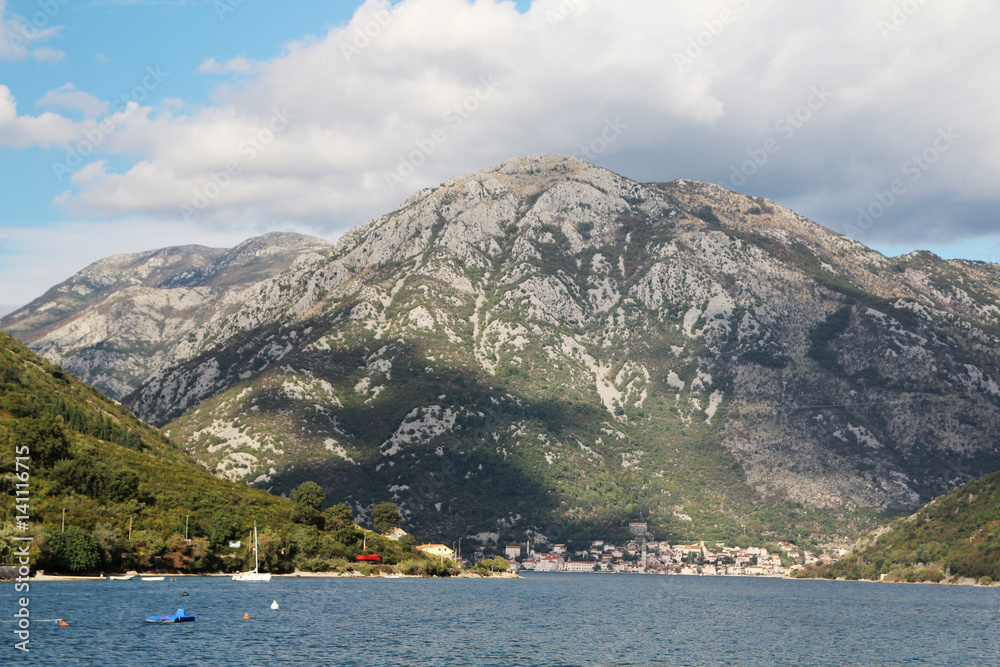 Kotor Bay view from ferry, Montenegro 