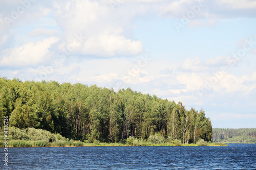 Lake shore in summer season, Russia 